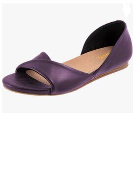 Maiyang Purple Open Toe D'Orsay Flat Sandals Slip on Soft Insole Fashion Shoes